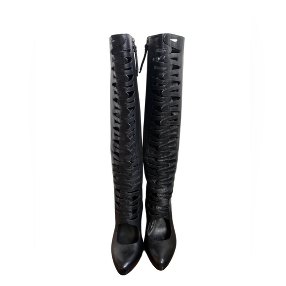 Calvin Klein Black Over the Knee Cut-Out Boots - Picture 1 of 6